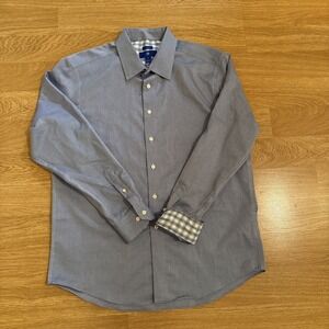 Egara Shirt Men's Blue XL Non-Iron‎ Flip Cuff Ling Sleeve Button Up Shirt Preppy